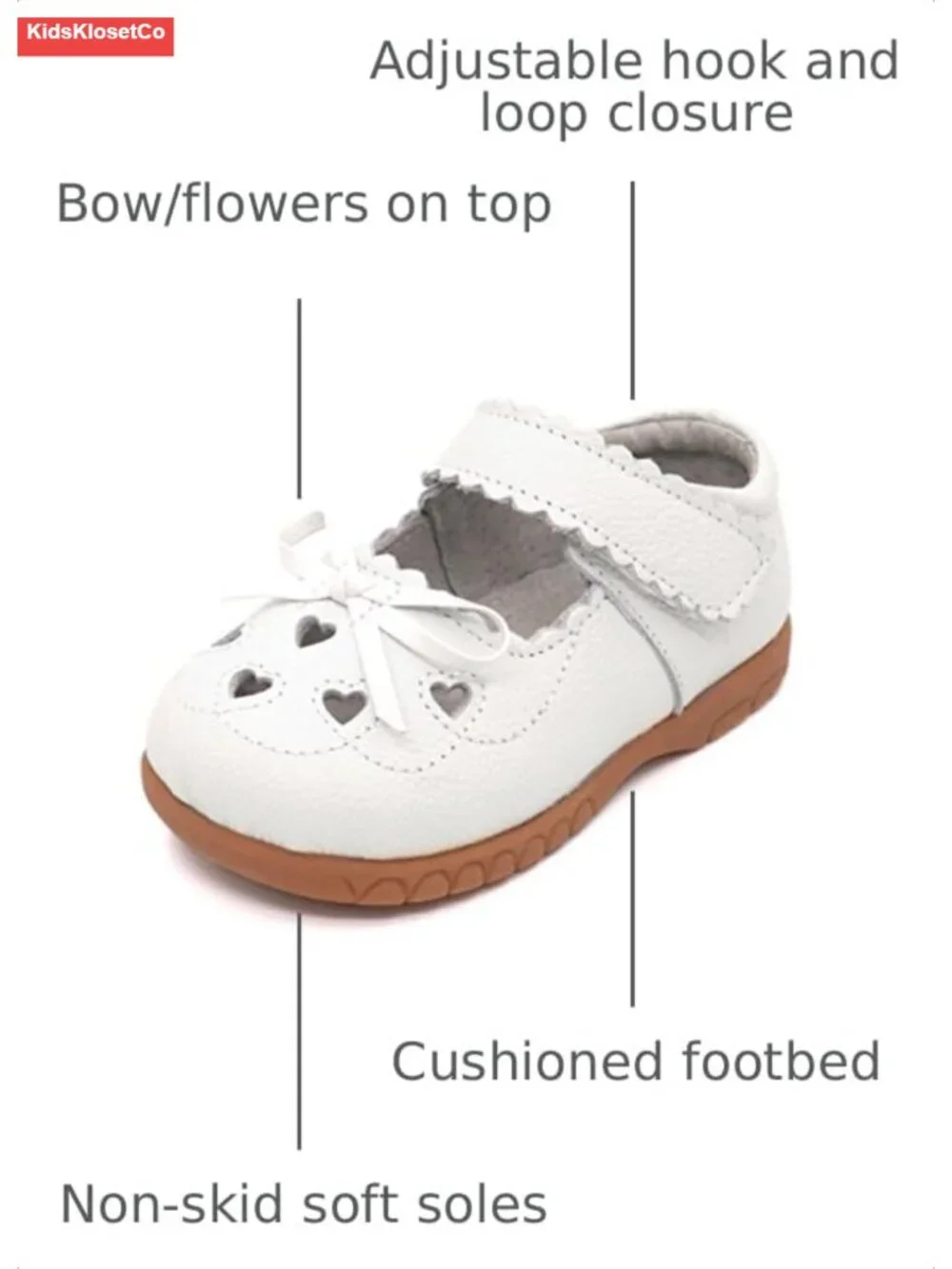 Girls Genuine Leather Mary Jane Flats with Bow - Soft Round Toe Dress Shoes